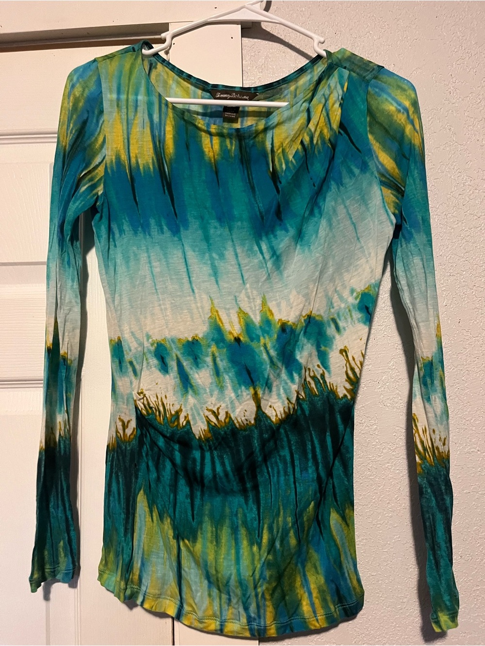 Tommy bahama Teal & Yellow Long-Sleeve Tie-Dye Top